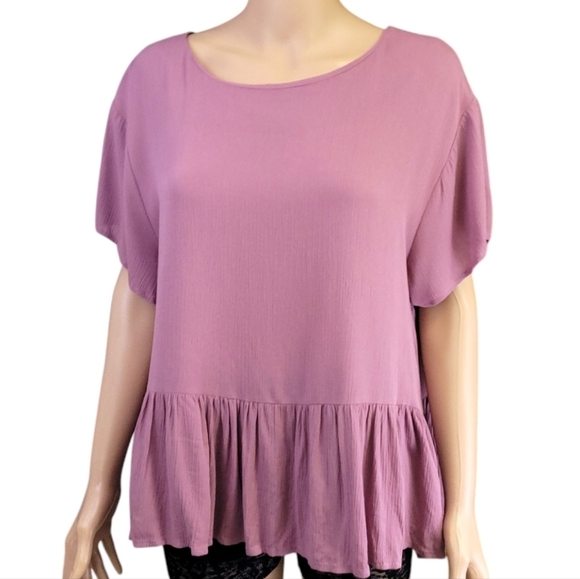 Altar’d State Womens Purple/Pink Flowy Ruffle Top With Tie up Back Size M - Picture 2 of 11